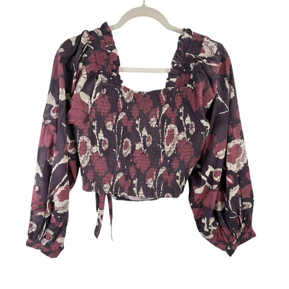 Cleobella Free People Valencia Wrap Top Purple Floral Boho NEW Womens Medium - Picture 8 of 8